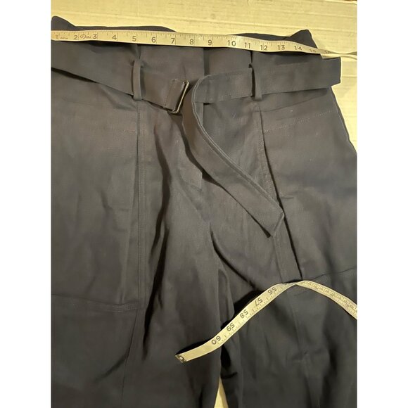 New Banana Republic Factory Women Twill Belted Taper Pant Size 10 Navy High-Rise - Picture 10 of 13